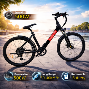 Bicicleta Eléctrica Urbana de 26 Pulgadas con Motor Trasero sin Escobillas de 48V 500W, Batería de Litio de 10.4Ah, Cuadro de Aluminio, Autonomía de 50-60km, JYOP-SMEMAXL C - Product Image 1
