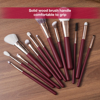 Set Kuas Alis & Foundation 13 Buah Gagang Kayu Profesional Kit Kosmetik Alami Logo Custom