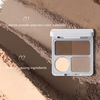 Marque privée 3-en-1 Palette de poudre pressée naturelle longue durée imperméable à l'eau sourcil ombre surligneur Contour maquillage pour les yeux