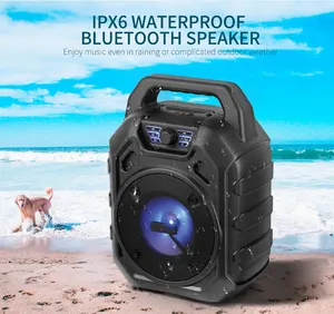 Neue tragbare wasserdichte Subwoofer-Karaoke-BT-Lautsprecher für den Außenbereich, bunte LED mit Super-Bass