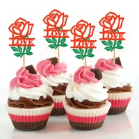 Rosen-Valentinstag-Tortenaufsatz Valentinstag-Rosen-Liebesgeständnis-Tortendekoration Heiratsantrag Verlobung Hochzeitstortendekoration
