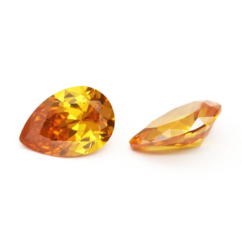 Best Price Gold Yellow Color Pear Cut Cubic Zirconia Gemstones CZ Stone