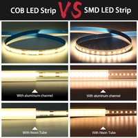 Bande LED COB 5V avec variateur tactile, prise USB, haute densité, flexible, indice de protection IP20, 3000K/4000K/6500K, éclairage intérieur, bandes LED COB
