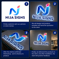 Letras Luminosas con Fondo de Cristal de Acero Inoxidable, Letrero Decorativo para Exteriores con Imagen Personalizada, Letrero de Pared para Empresa con Tira de Luz LED