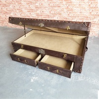 HJ HOME Meuble de luxe vintage industriel rétro pour aviateur, coffre vintage pour cigare, table basse, lounge, pub, club, studio