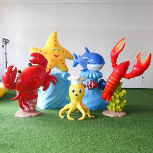 Ocean Theme Park Props Resin Fiberglass Tropical Fish Seaweed Shell Sculptures Starfish Crab Statues for <strong>Aquarium</strong> Decoration - Product Image 6