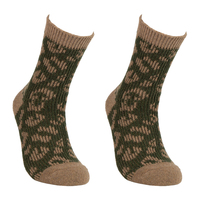 Chaussettes pour femmes à double cylindre côtelées, motif léopard personnalisé, couleur unie, en coton, mi-mollet, décontractées, pour usage quotidien, saison automne