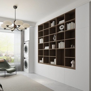 رف تخزين خشبي كبير الحجم وخزانة كتب لغرفة النوم وغرفة المعيشة وعرض الأثاث - Product Image 3