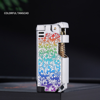 Briquet à éjection personnalisé, allumage à un clic, rechargeable, créatif, personnalisé, avec meule, flamme ouverte rétro, briquets à cigarettes
