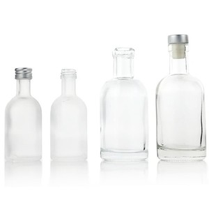 Botella de Vidrio de Lujo para Licores y Bebidas Espirituosas, 100 ml, 375 ml, 500 ml, 750 ml, para Whisky y Vodka, con Hombro Plano y Tapón de Bambú - Product Image 5