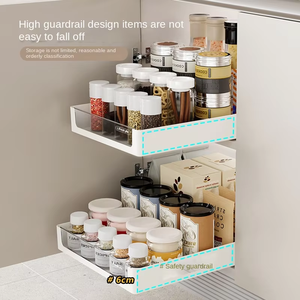 Armoire de cuisine rétractable, personnalisable, sans perforation, lavable au <span class=keywords><strong>lave</strong></span>-<span class=keywords><strong>vaisselle</strong></span>, étagère de rangement au design moderne avec tiroirs et paniers - Product Image 5