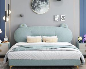 Cama minimalista moderna para niños, cama individual de 1,5 m y 1,8 m para niños y niñas, dormitorio infantil de estilo princesa con marco de madera resistente - Product Image 6