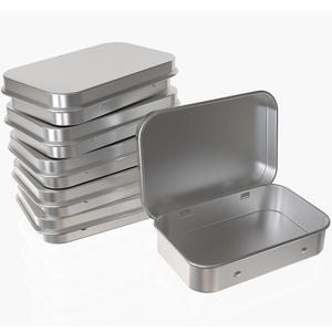 Custom logo <b>Small</b> Metal Rectangle Tin Box with Lid Packaging <b>Container</b> for Candy for Gift Card Photo Frame Sticker - Product Image 1