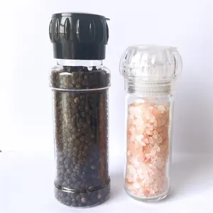 Molinillo de pimienta de plástico, molinillo de sal de color negro y Rosa del Himalaya