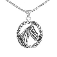 Pendentif Tête de Cheval Vintage en Acier Inoxydable, Collier en Acier Titane, Ornement Tête de Cheval en Acier Titane