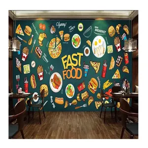 KOMNI 버거 웨스턴 패스트 푸드 레스토랑 스낵 바 배경 벽화 벽지 산업 장식 껍질과 스틱 벽 종이
