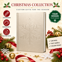 Carnet A5 personnalisé en or champagne avec flocons de neige en relief, couverture rigide, 80 feuilles, reliure cousue, impression numérique personnalisée, cadeau