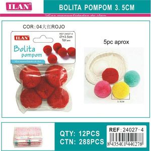 Pompon Iln Bolita 3,5 cm Rosso per Decorazioni Artigianali - Product Image 1