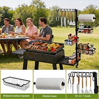 Étagère de rangement réglable en fer pour barbecue, support latéral pour grillades, chariot de rangement extérieur pour jardin, camping, pique-nique