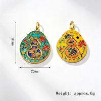 Breloques ethniques creuses en alliage de zinc plaqué or 18 carats, motif floral émaillé, en forme de gourde, pour colliers et porte-clés DIY, vente en gros