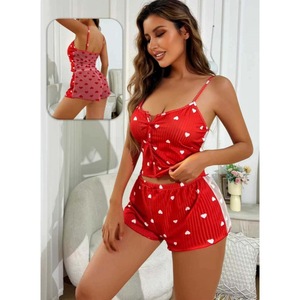 Pijamas de Verano para Mujer, Bonitos y Ligeros, con Estampado de Corazones, de Malla Transparente, Informales, para el Hogar, Venta al por Mayor P225 - Product Image 2