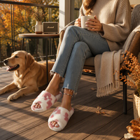 Chaussons d'intérieur antidérapants et respirants en velours à pois pour hommes et femmes, avec semelle épaisse en mousse à mémoire de forme et semelle extérieure en PVC TPR, collection automne-hiver