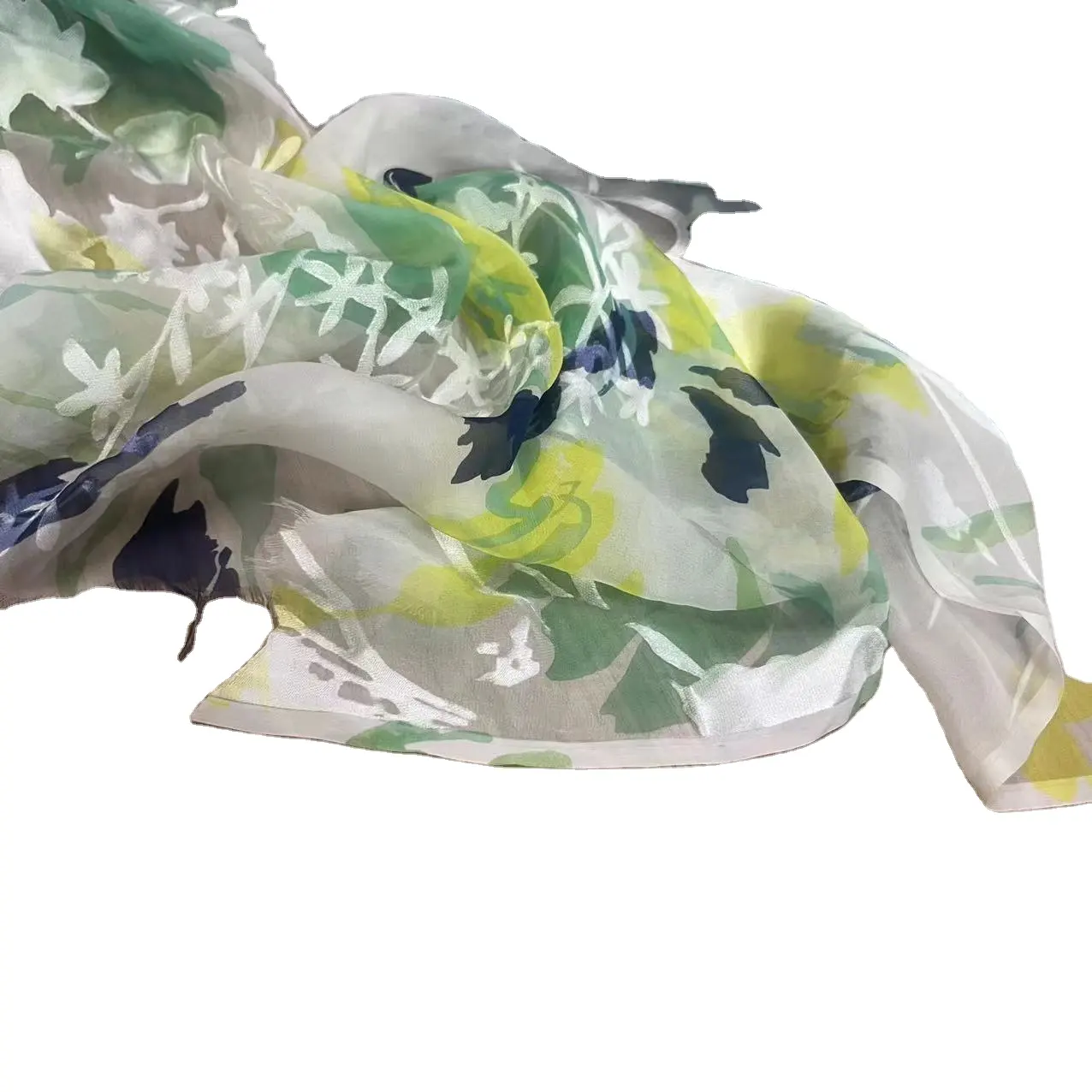 حرير رايون حريري ملون يحترق من الخارج من الحرير فسكوز قماش مطبوع عليه زهور لفستان الوشاح
