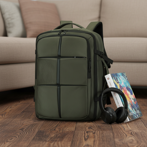 Mochila Expandible con Impresión de Logotipo, Gran Capacidad, Compartimento Independiente para Zapatos, Mochila de Nailon de 17 Pulgadas - Product Image 1