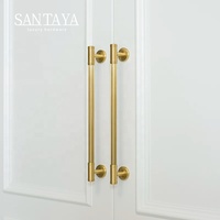 Poignées Santaya en laiton brossé massif pour armoires de cuisine, boutons de tiroir de chambre et poignées de meubles