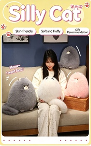 Jouet en peluche <span class=keywords><strong>chat</strong></span> <span class=keywords><strong>persan</strong></span> moelleux et rond en fausse fourrure longue, oreiller animal en peluche amusant, cadeau pour enfants, vente en gros - Product Image 2