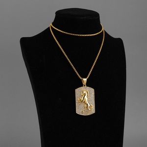 Collares con Colgantes de Diseño de Caballo, Chapado en Oro PVD, Dijes de Cristal CZ, Joyería de Acero Inoxidable, Proveedores de Joyería Brillante Dorada - Product Image 3