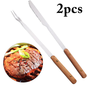 Nuevo Juego de Cuchillo y Tenedor <span class=keywords><strong>para</strong></span> Barbacoa de Acero Inoxidable, Mango Alargado con Manivela Plana, Tenedor <span class=keywords><strong>para</strong></span> Asar Cordero y Herramienta de Cuchillo <span class=keywords><strong>para</strong></span> Barbacoa - Product Image 2