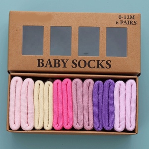 Lot de 6 paires de chaussettes pour bébé à revers, couleurs amusantes, 0-12 mois, en coton, confortables, pour garçons et filles, ensemble de chaussettes courtes - Product Image 1
