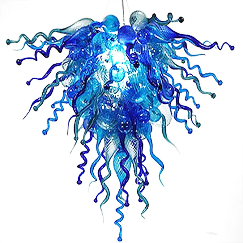 Plafonnier led suspendu au design moderne, style art déco, disponible en bleu et en cristal, luminaire décoratif d'intérieur