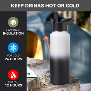 40oz Triple wall vacuum insulated Flip straw lid water <b>bottle</b> Drop resistant sports <b>thermos</b> 12 hour hot 24 hour cold - Product Image 5