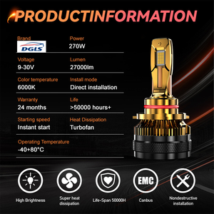 DGLS LED Đèn Pha X23 Công Suất Cao 270W 27000lm LED H1 H3 H4 H7 <span class=keywords><strong>H11</strong></span> 9005 9006 9007 Canbus LED Đèn Pha Bóng Đèn Luces LED - Product Image 2