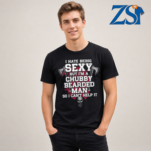 T-shirt da uomo Zesheng con slogan divertente, stampa grafica personalizzata con logo, uomo grasso barbuto, 100% cotone 180g, manica corta, ecologico, ad asciugatura rapida - Product Image 1
