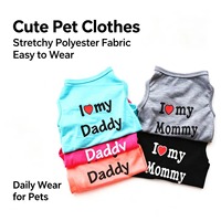 Rompi Rajut Anjing Langsung dari Pabrik dengan Cetakan I Love My Daddy Mommy, Tank Top Anak Anjing Tanpa Lengan