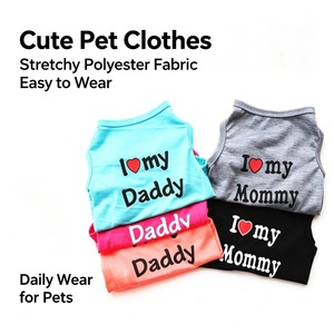 Chaleco de punto <span class=keywords><strong>para</strong></span> perro directo de fábrica con estampado de 'I Love My Daddy Mommy', camiseta sin mangas <span class=keywords><strong>para</strong></span> cachorro - Product Image 3