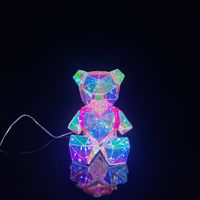 Lampe de table LED 30CM Ours en peluche lumineux 2026 avec film holographique coloré pour animaux de compagnie, décoration de fête d'anniversaire, ours en peluche qui embrasse un cœur, boîte cadeau