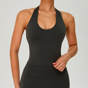 Camiseta de Yoga Reversible con Cuello Halter para Mujer, Ligera, Elástica en Cuatro Direcciones, de Secado Rápido, Transpirable, Resistente a Impactos, para Correr y Hacer Ejercicio - Product Image 3