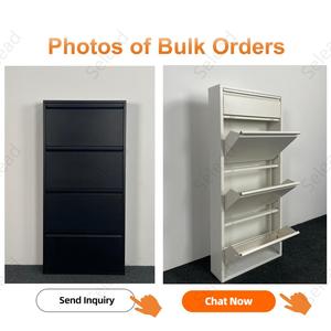 Armoire à chaussures en métal à 4 tiroirs rabattables Armoire à chaussures nordique Armoire à chaussures en acier ultra mince Rangement pour entrée et couloir - Product Image 5