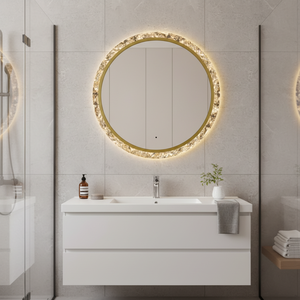 Espejo de Maquillaje de Baño de Vidrio Irregular Dorado Estilo Moderno Vintage, Marco de Aleación de Aluminio, Decoración Personalizada para Sala de Estar, <span class=keywords><strong>Ecoliving</strong></span> - Product Image 6