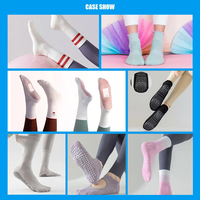 Calcetines de Ballet Antideslizantes de Color Personalizado, Calcetines de Fitness con Borde de Encaje Bordado, Calcetines de Baile Antideslizantes con Agarre
