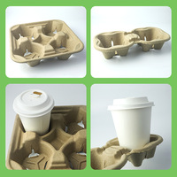 Supports de tasses jetables biodégradables en pulpe avec poignée pour café et thé au lait à emporter – Vente en gros