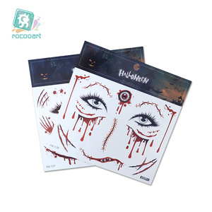 Nuevas pegatinas de tatuajes de Halloween transfronterizas, maquillaje facial aterrador y sangriento, película de agua, impresión por transferencia de agua - Product Image 1