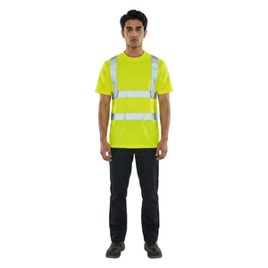 Polo de travail de sécurité de classe 2 en toile de coton avec logo personnalisé, haute visibilité, réfléchissant, imperméable - Product Image 1