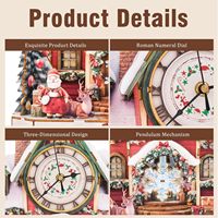 Jam Dinding Rumah Natal Puzzle Kayu 3D DIY, Jam Quartz dengan Mekanisme Lepas Pasang, Dekorasi Rumah Natal, Kerajinan Rakitan, Hadiah