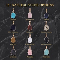 Pendentif en pierre naturelle brute irrégulière plaqué or avec bord ondulé, 12 options de pierres, turquoise, œil de tigre, collier bohème, OEM