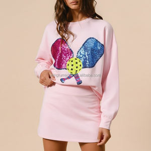 Ensemble de pickleball pour femmes en gros : Sweat-shirt vert à manches longues et jupe plissée – Tenue de sport 2 pièces pour le tennis - Product Image 6